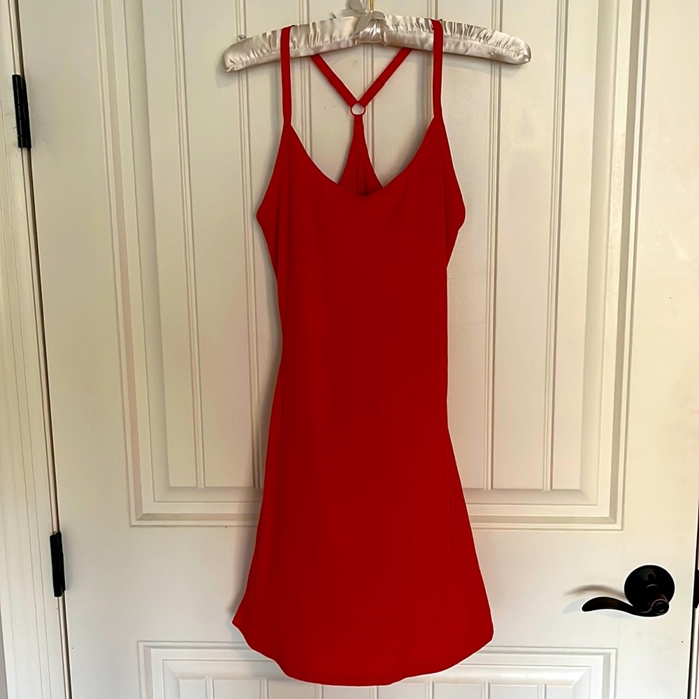 Outdoor voices - tangerine dress with full short liner and phone pockets